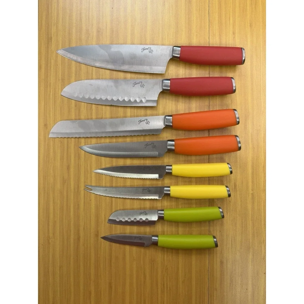 Vintage Fiesta Fiestaware 8 Piece Knife Set Butcher Paring Serrated